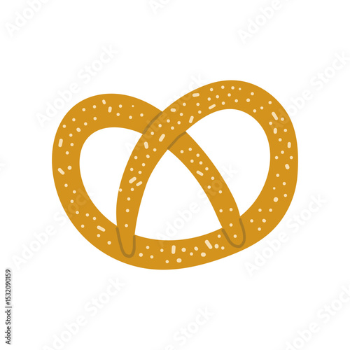 Hand Drawn Pretzel Bun, Flat Vector Illustration