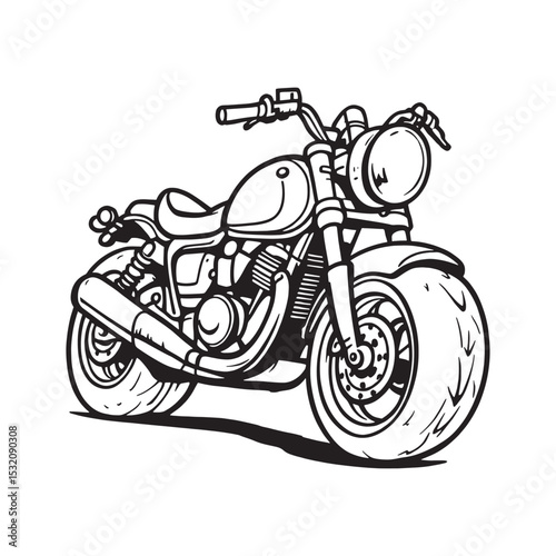Classic motorcycle line art detailed vector illustration