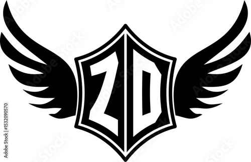 ZD logo emblem with winged and shield template