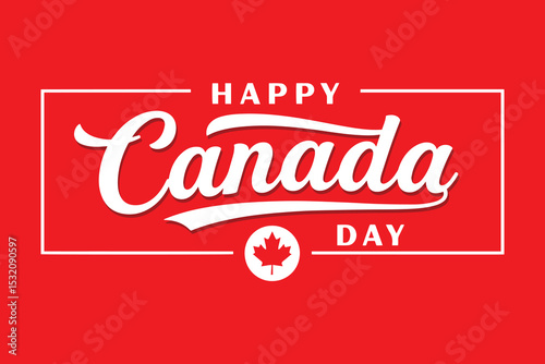 Happy Canada Day July 1st Red Banner Template Design