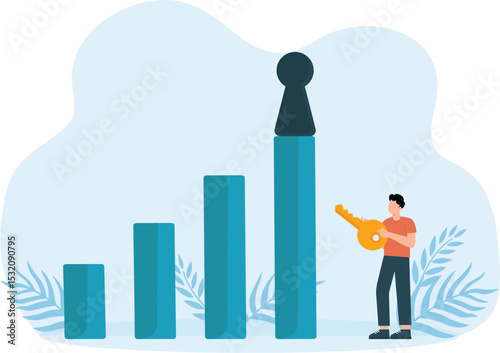 Business man stare for take stare to key success business growth concept.

