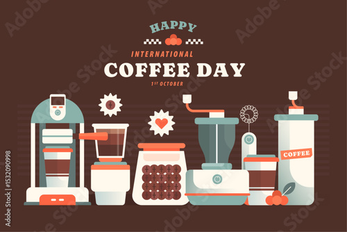 Cartoon hand-drawn coffee drink vector illustration poster