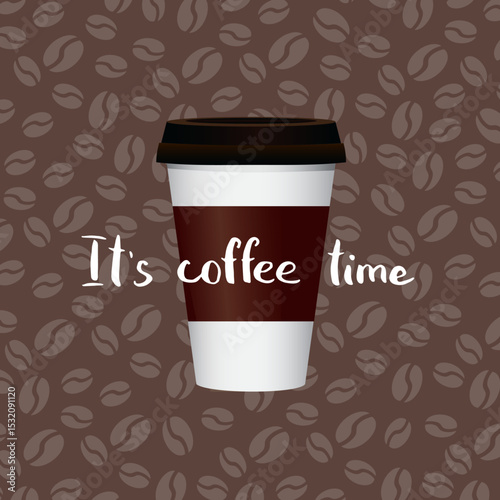 Cartoon hand-drawn coffee drink vector illustration poster