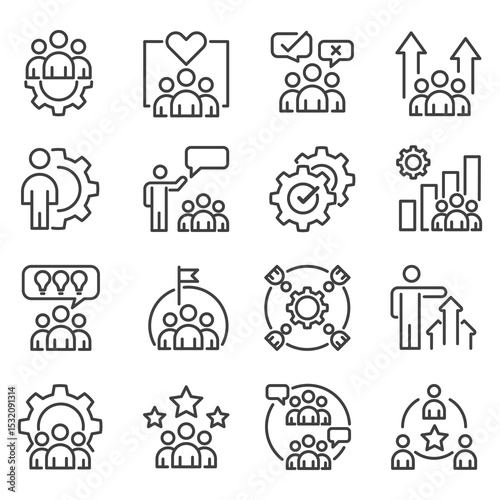 Working Group line vector Icon set.