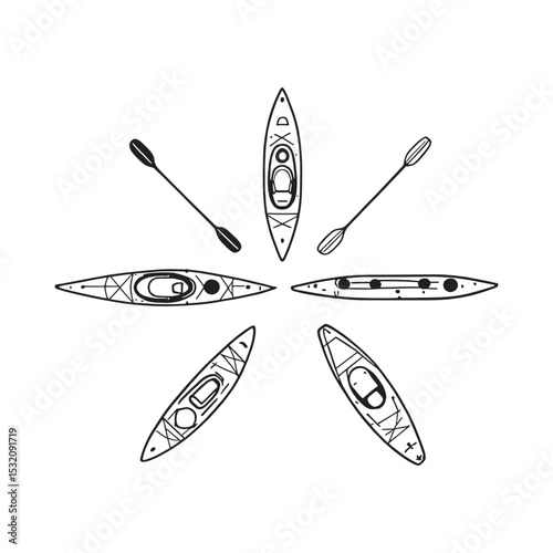 Clean Kayak Silhouette Vector Line Art Design