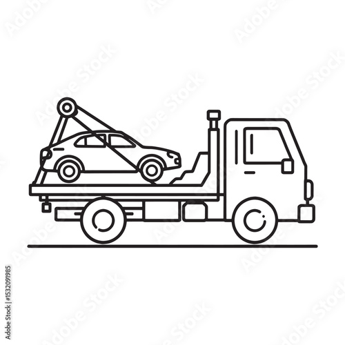 clean line art tow truck vector design