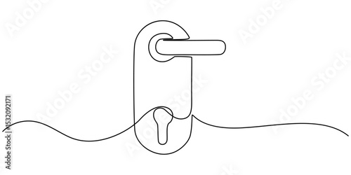 Door knob continuous one line drawing, Door outline drawing illustration. one continuous line drawing of opened door, Continuous one line drawing of Opened door design. Opened door - hope, success