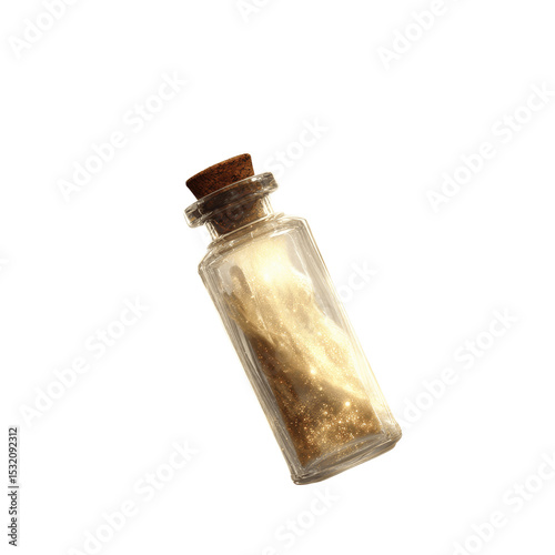 Sparkling Golden Dust in a Glass Bottle