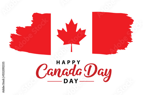 Canada Day 2025 Image with Brushstroke Flag and Maple Leaf Design