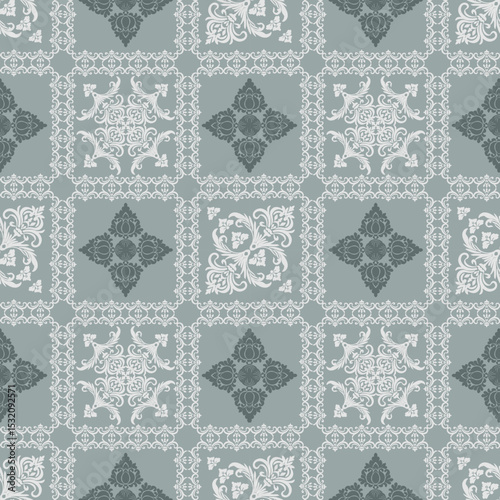 seamless Pattern with Floral and Decorative Elements, damask Pattern