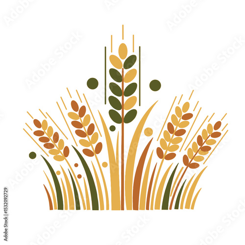 Wheat ears illustration in clay mosaic vector style