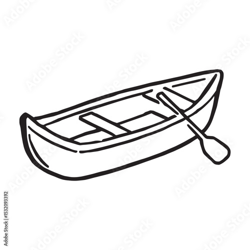 Clean Rowboat Outline Line Art Vector Graphic