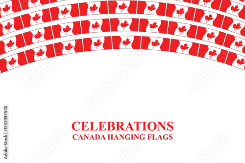 Canada Day Celebration Hanging Flags Banner Vector Background