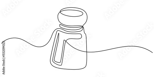 Salt and Pepper Shakers continuous one line drawing minimalism design, A continuous line drawing of a salt shaker with holes on top on a white background surface, Salt or paper shaker one line