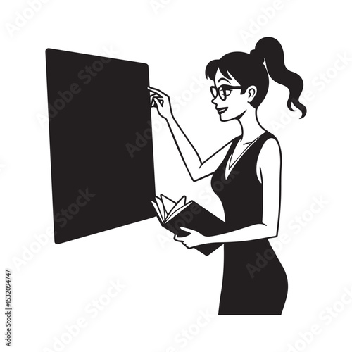 Silhouette of Female Teacher Disciplining Students in Classroom Setting