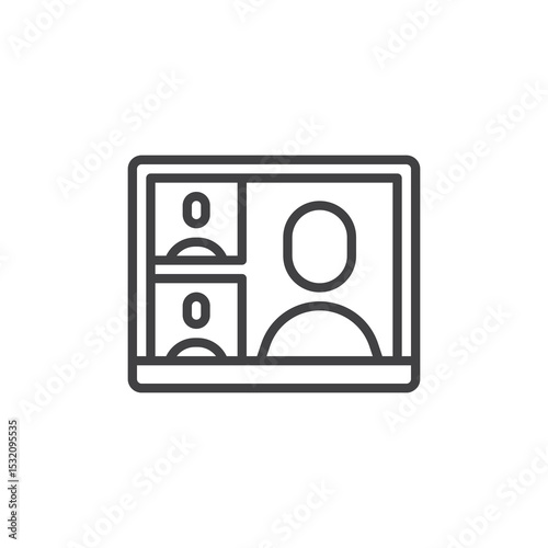 Remote video meeting line icon