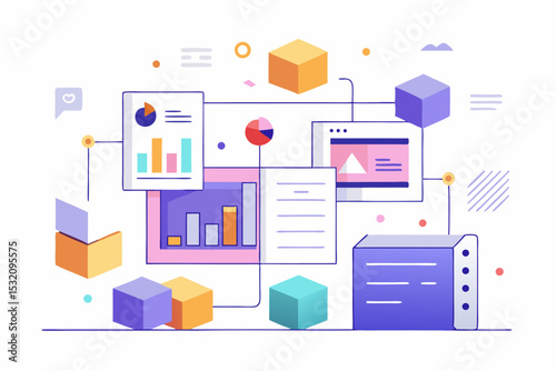 Isometric 3D illustration of a blue bar chart representing financial growth, business performance, or statistical analysis. The image features five ascending bars placed on a tech-style platform.