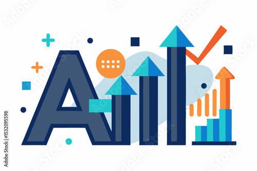 Isometric 3D illustration of a blue bar chart representing financial growth, business performance, or statistical analysis. The image features five ascending bars placed on a tech-style platform.