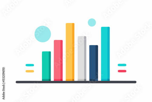 Isometric 3D illustration of a blue bar chart representing financial growth, business performance, or statistical analysis. The image features five ascending bars placed on a tech-style platform.