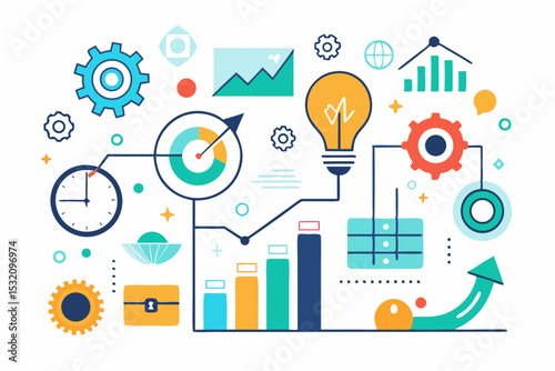 Isometric 3D illustration of a blue bar chart representing financial growth, business performance, or statistical analysis. The image features five ascending bars placed on a tech-style platform.
