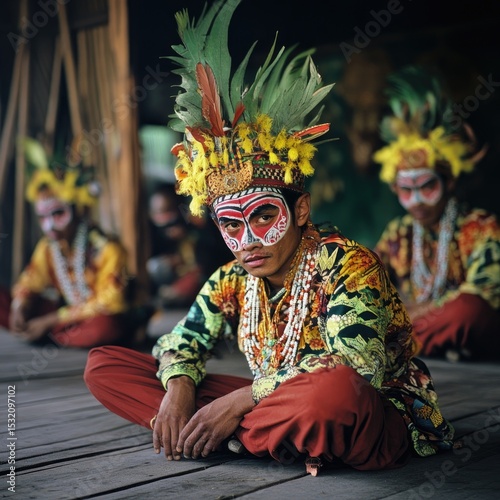 Youthful dancer in vibrant traditional regalia