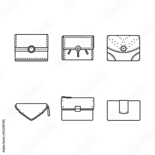 elegant clutch purse hand drawn vector illustration