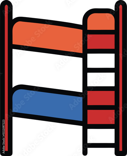  bunk bed with ladder vector art