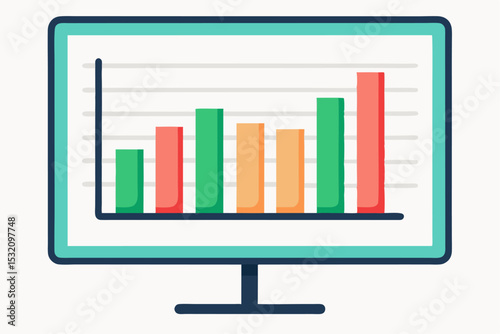 Isometric 3D illustration of a blue bar chart representing financial growth, business performance, or statistical analysis. The image features five ascending bars placed on a tech-style platform.