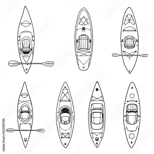 Elegant Kayak Vector Sketch Line Illustration