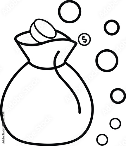 coins falling from bag outline