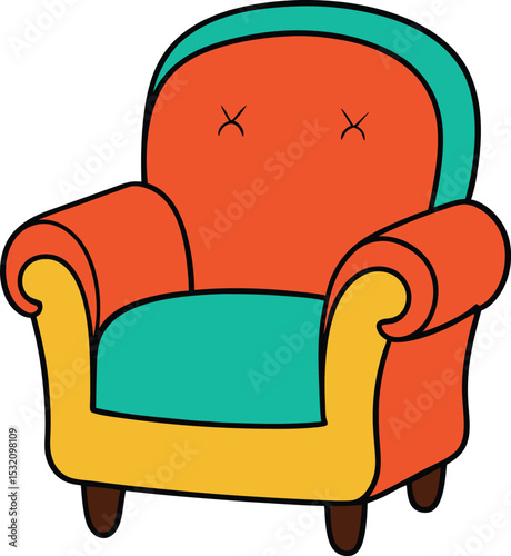 red leather armchair isolated on white