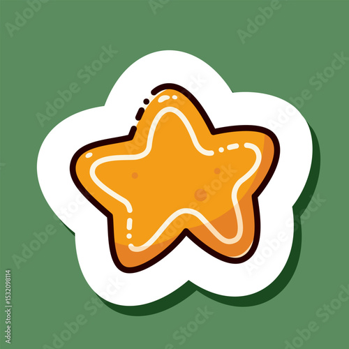 Kawaii Christmas a star-shaped gingerbread cookie sticker.