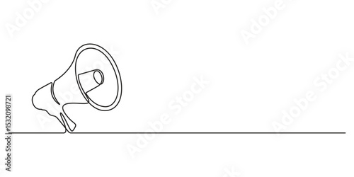 Continuous single line art drawing of megaphone speaker for news and promotion. One line art speaker. Graphic illustration