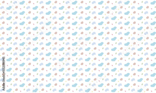 寒色系の様々な雲模様が並ぶ北欧風の模様