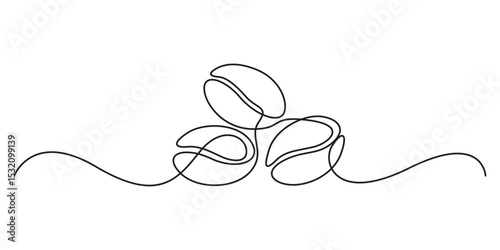 Continuous one line drawing of coffee bean pattern. Whole healthy organic coffee bean, Minimalist single line coffee bean icon. Vector illustration