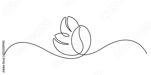 Continuous one line drawing of coffee bean pattern. Whole healthy organic coffee bean, Minimalist single line coffee bean icon. Vector illustration