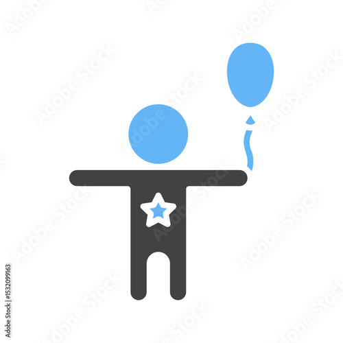 Child with Balloons icon vector image. Suitable for mobile apps, web apps and print media.