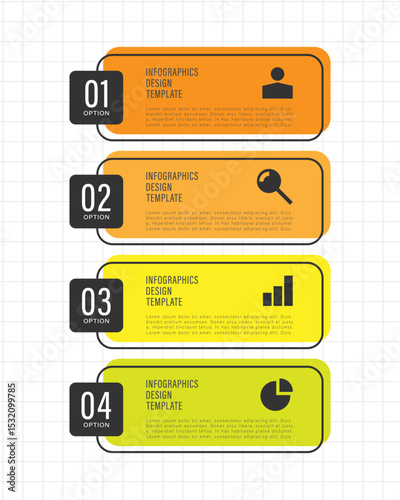 Flat vertical infographic design with icons. Four steps or processes for presentation slides