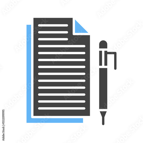 Documents and Pen icon vector image. Suitable for mobile apps, web apps and print media.