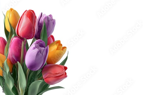 Vibrant tulip bouquet, close-up, colorful, spring, floral