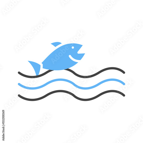 Fish Swimming in Water icon vector image. Suitable for mobile apps, web apps and print media.