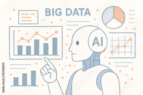 Big Data AI Analytics Technology Intelligence Illustration Design Chart