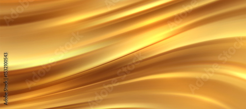 Smooth elegant Gold satin texture abstract background. Luxurious flowing background design. Vector Drapery Wallpaper BG