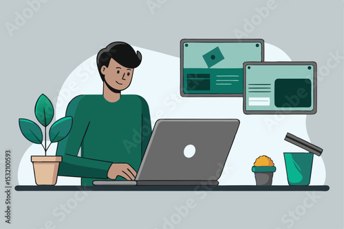 Freelancer Working on Laptop  Designing Websites and User Interfaces