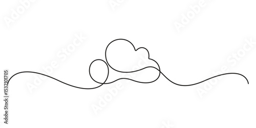 Cloud one line drawing, Cloud in the sky continuous single line vector illustration. Cloud continuous one line drawing, single continuous minimal line drawing cloud, Cloud one line drawing, Pro vector