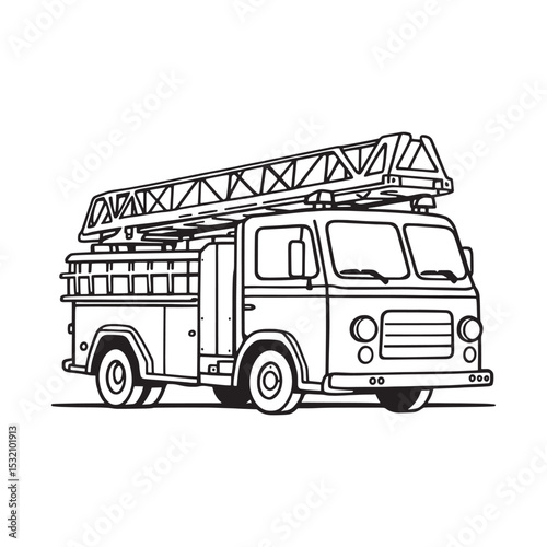 fire engine simple line drawing illustration design