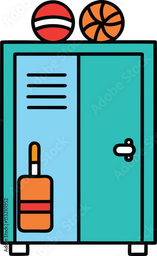 gym locker with sports gear illustration