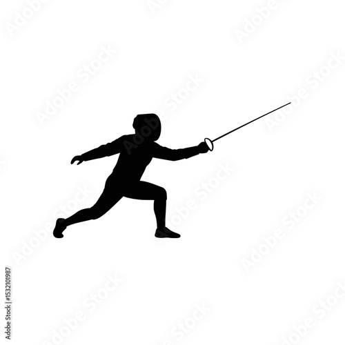 Black Silhouette Icon a Fencer Lunging Forward With a Foil Extended