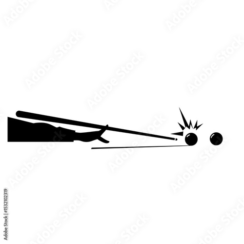 Black Silhouette Icon a Silhouette of a Cue Ball Striking a Red Ball on the Snooker Table
