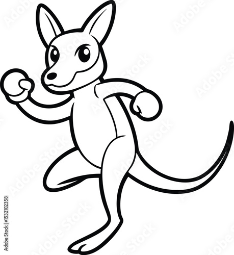 kangaroo boxing cartoon colouring page for children